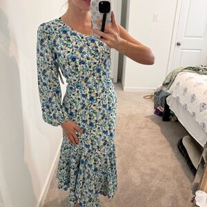 NWT Altard State One-Shoulder Blue Floral Midi Dress Small